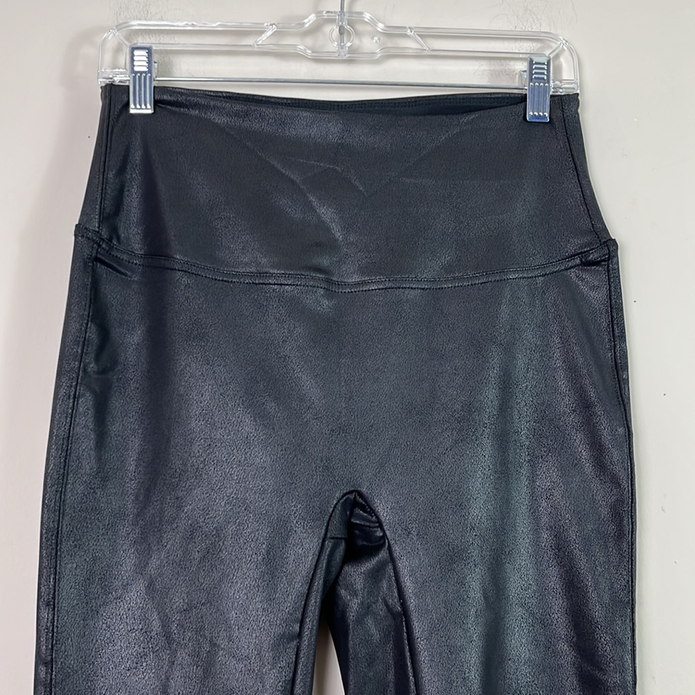 Diane Gilman DG2 Leggings Women Med Tall Black Stretch Faux Leather High Rise - Picture 2 of 6